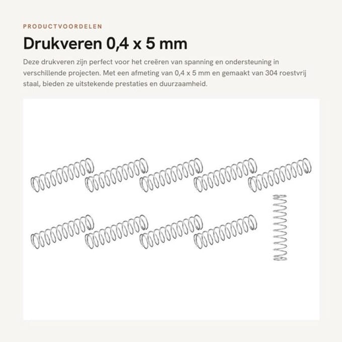 Drukveren 0,4 x 5 mm 15 Stuks Roestvrij Staal