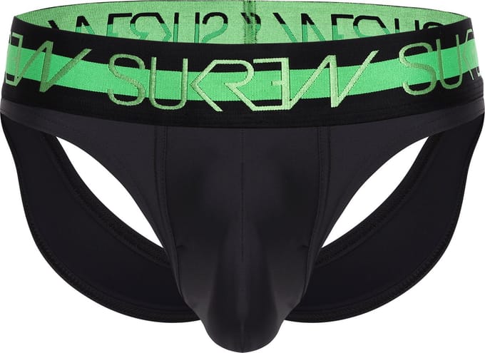 Sukrew V-Thong Zwart - Maat M - Herenstring - String Jockstrap Combinatie - Mannen Ondergoed