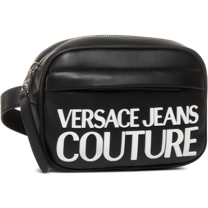 Versace Jeans Couture Witte Logo Rits Kunstleer Heuptas Dames heuptas Zwart E1VVBBM2-71413-899 Basic Set (Bag+Dust Bag) black