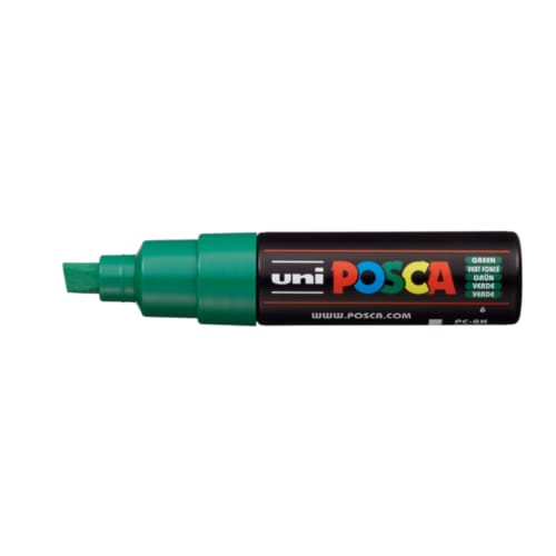 Posca marker met schuine punt schrijfdikte breed donkergroen