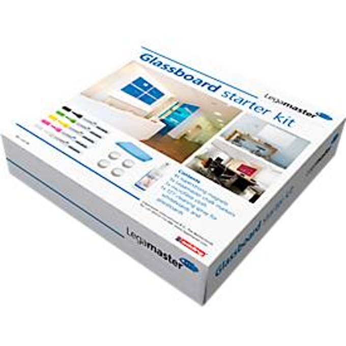 Glasboard-starterkit Legamaster 7-12500, 4 magneten, 5 krijtstiften, 1 doekje, 1 spray