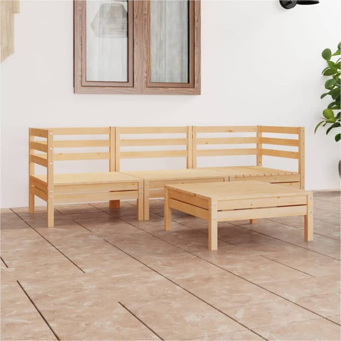 vidaXL - 4-delige - Loungeset - massief - grenenhout