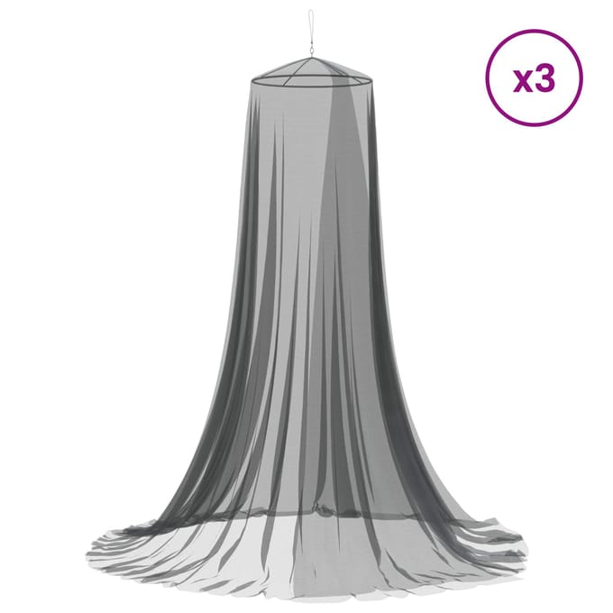 vidaXL - Muggennet - voor - bed - 3 - st - 156 - mesh - Zwart - ⌀56 - x - 220 - cm - Polyester