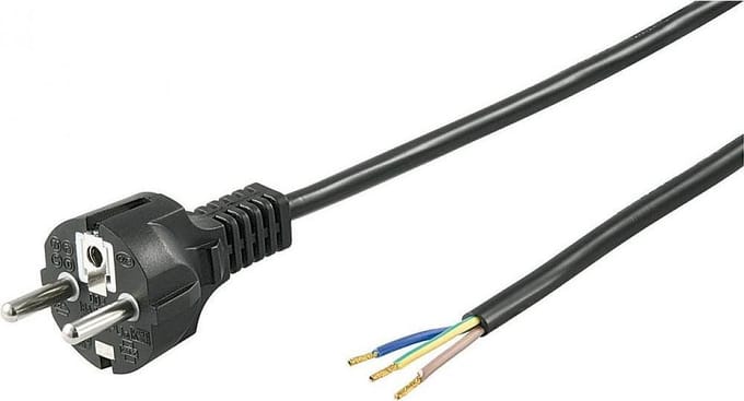 Schuko - Open einde Apparaatsnoer - 3 x 1,5mm2 - 2 meter - Zwart