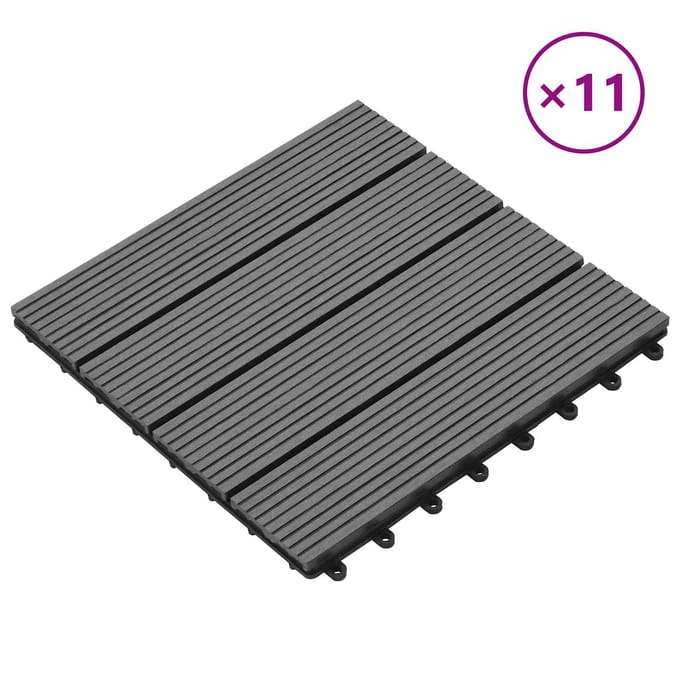 vidaXL - Terras - Tegel - 11 - st - Grijs - 30 - x - 30 - cm - WPC