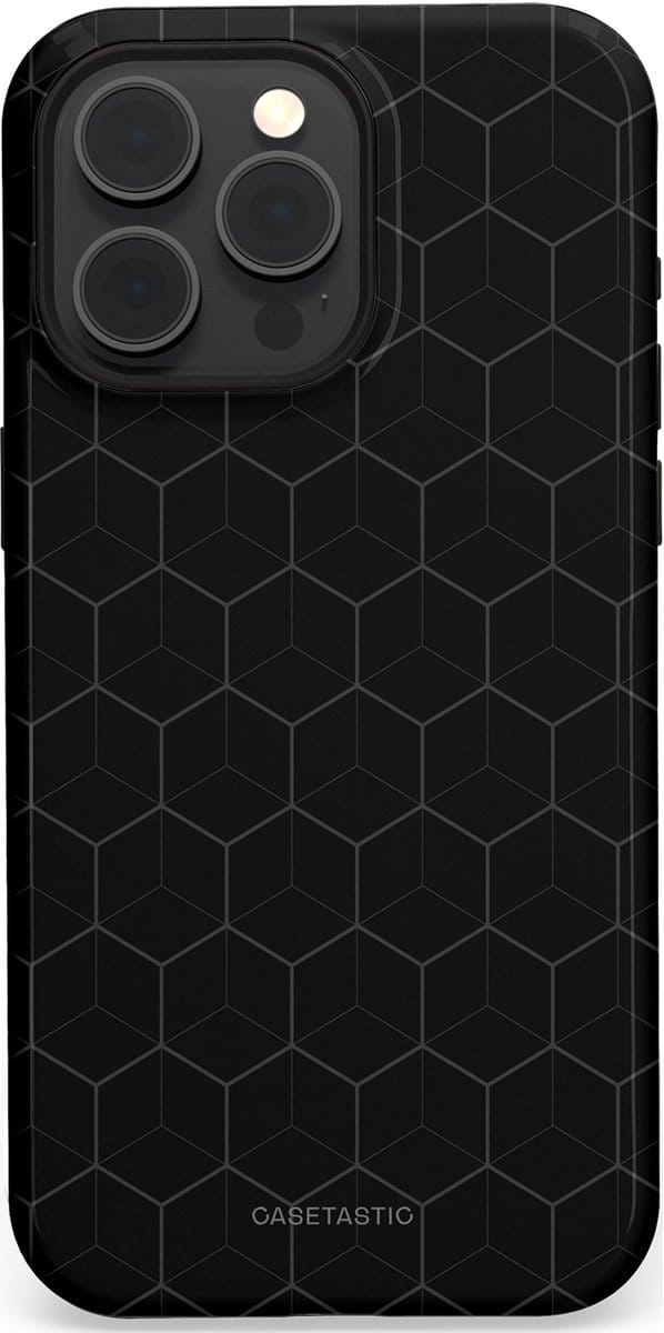 Casetastic hoesje geschikt voor Apple iPhone 15 Pro Max - MagSafe - Dubbellaagse bescherming - Hexago - Fashion Case - Zwart