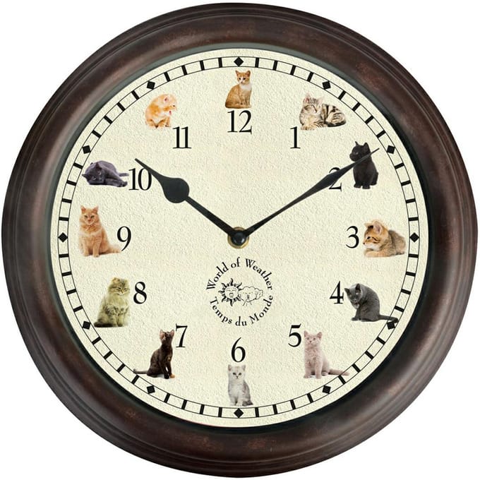 Esschert Design Klok met kattengeluiden