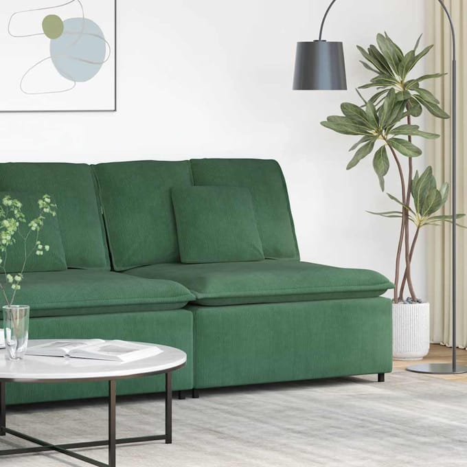 vidaXL Modulaire bank middenmodule met kussens 100 cm donkergroen