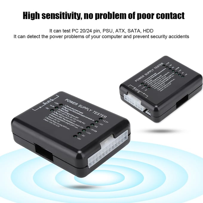 Zwarte Computer PC Voeding Tester 24Pin Compatibel PSUATXSATAHDD Met Indicatielampje black