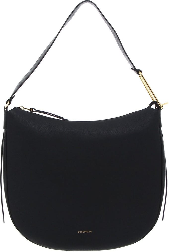 COCCINELLE Leren Schoudertas Priscilla Handbag Grained Leather Noir Zwart