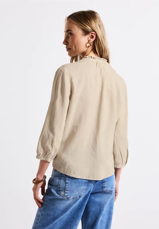 Linnen blouse met ruches
