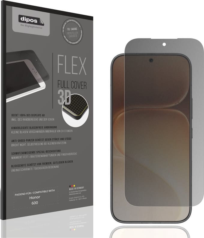dipos FLEX – Matte Privacy Screenprotector geschikt voor Honor 600 | Volledige Schermbescherming | Case-Friendly