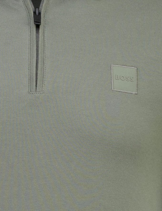 Poloshirt Boss Orange groen rits normale fit pique