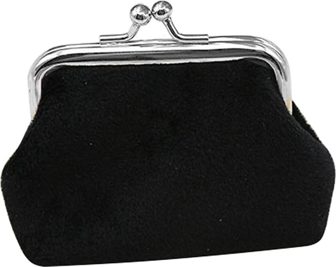 Kleine Portemonnee - Fluweel - Beugel - 10,5x7,5 cm - Zwart