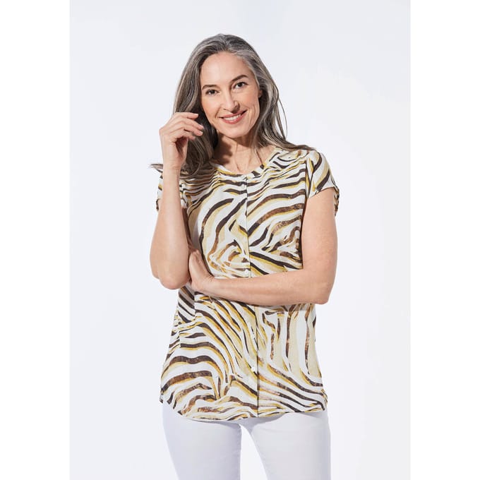Blouse - beige / gedess. - Gr. 21 van Goldner Fashion