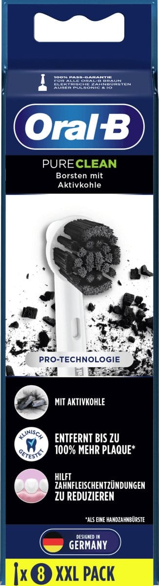 Oral-B Pure Clean Charcoal Opzetborstels - 8 stuks