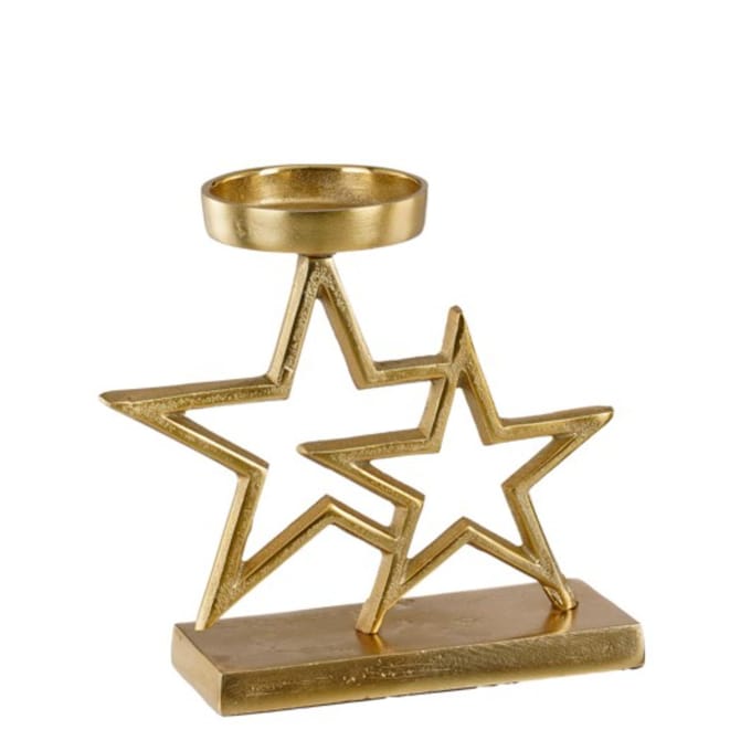 Theelicht houder ster goud - l19xb8xh17,5cm