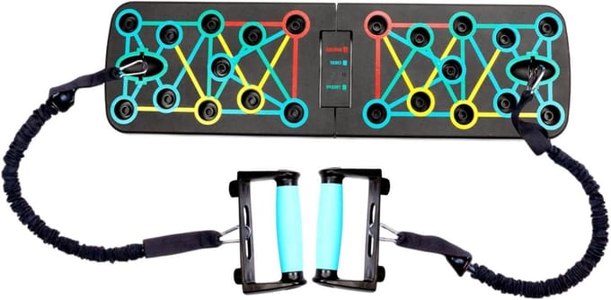 Opvouwbaar Push-up Board - Trainingsapparaat Kracht - Bovenlichaam Trainen - Kleurgecodeerd Hoeksysteem - 32 x 20 x 10 cm - Meerkleurig
