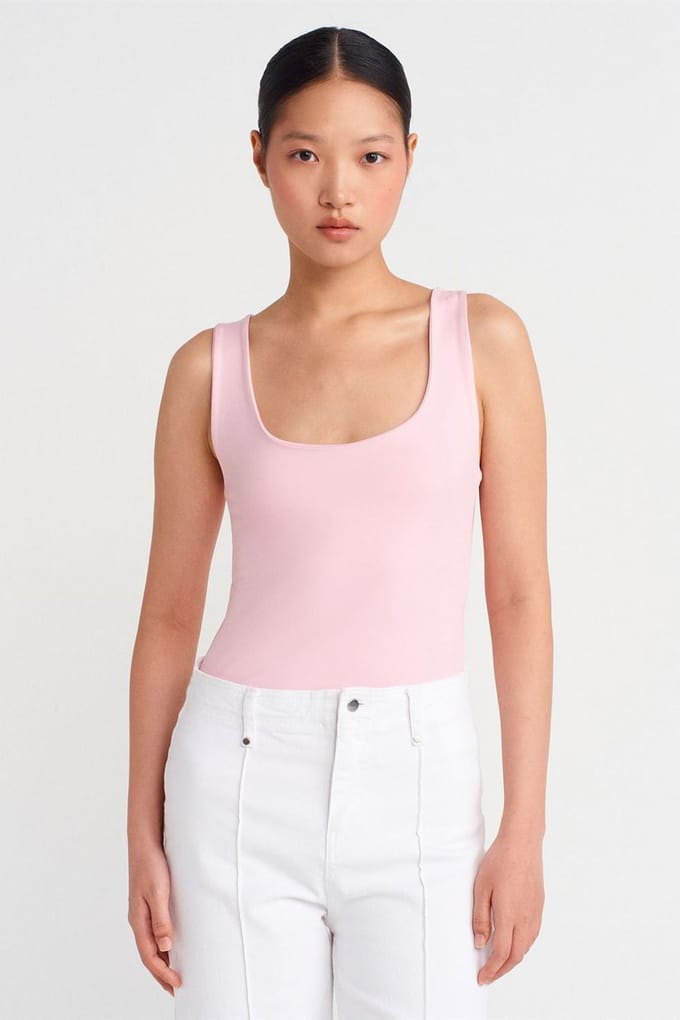 Mouwloze Blouse met Vierkante Halslijn in Slank Model