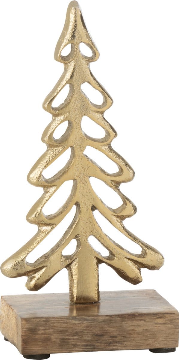 J-Line decoratie boom Op Voet - aluminium/hout - goud - small