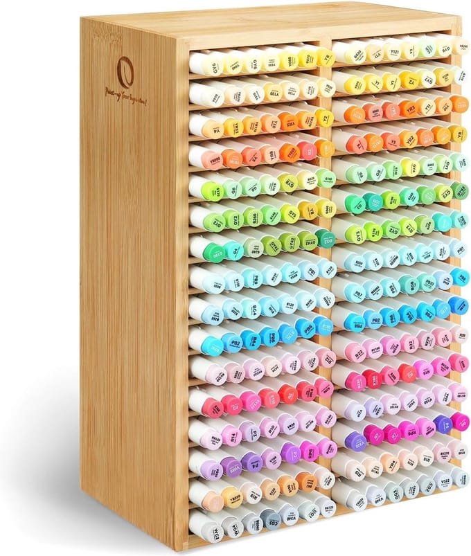 Ohuhu - Bamboo Marker Organizer - geschikt voor 224 markers (exclusief markers)