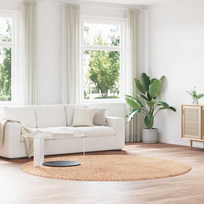 vidaXL Hoogpolig vloerkleed NAVARRA 240x240 cm polyester beige