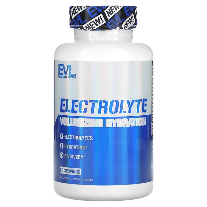 EVLution Nutrition, Hydratation enrichie en électrolytes, 60 comprimés
