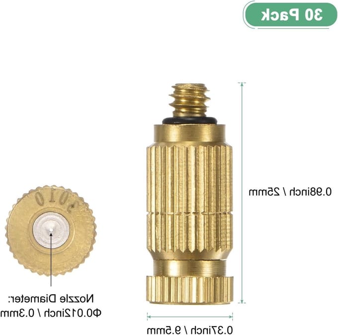 Messing Verstuivers - Mist Nozzles - Buiten Koelen - Hoge Druk - 0.3mm - Messing
