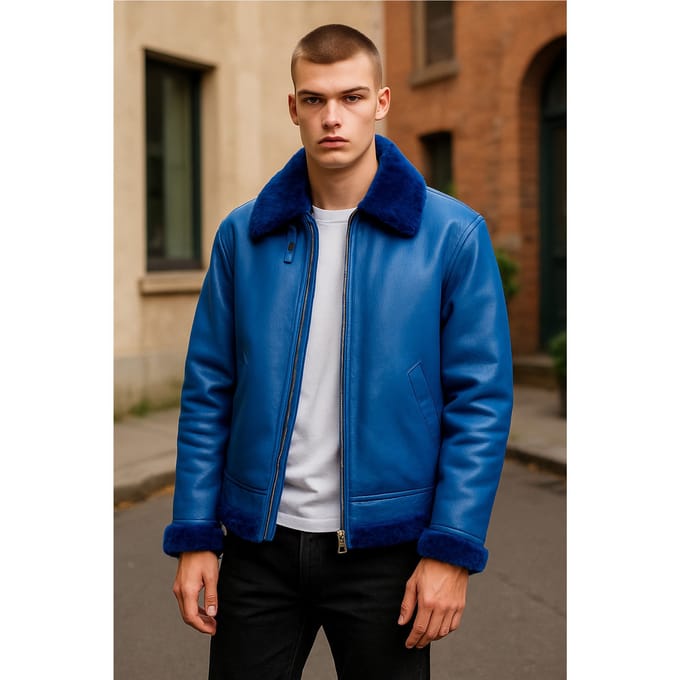 Herenblauw B3 Bomber RAF Aviator Schapenvachtjack - Sibasa