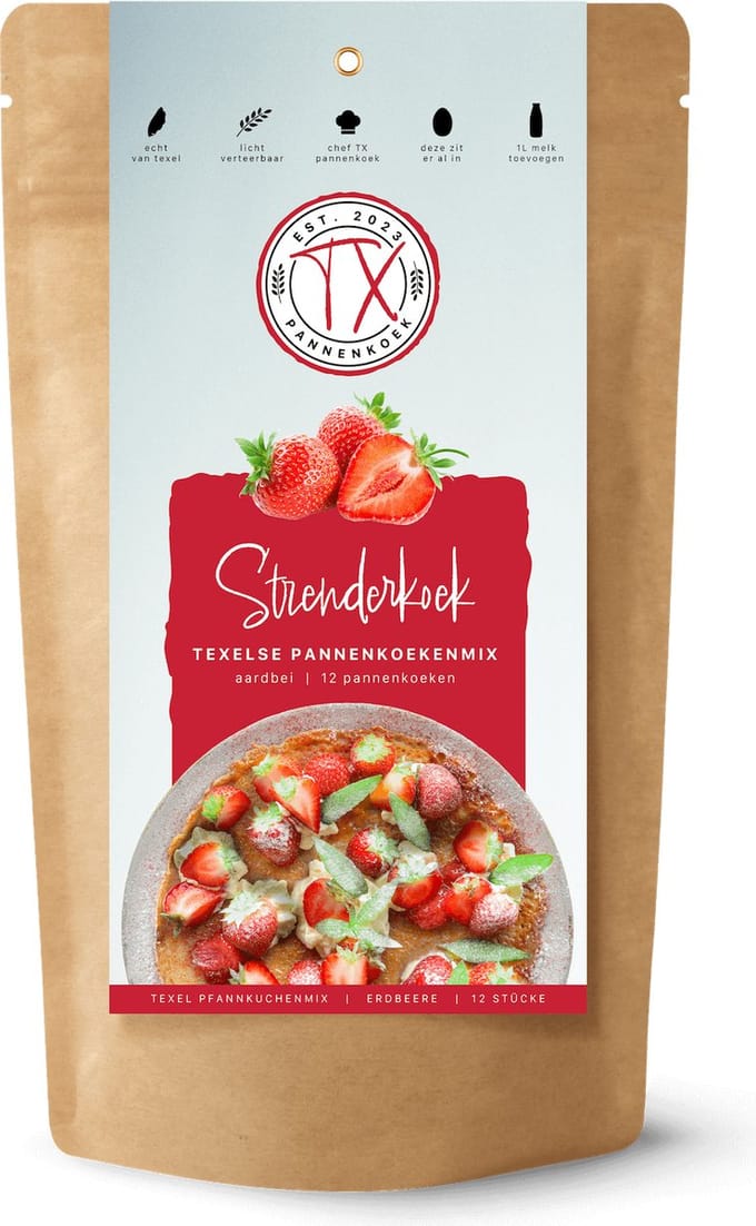 TX Pannenkoek - Strenderkoek - Texelse pannenkoekenmix - Aardbei - 450gram - 12-16 pannenkoeken