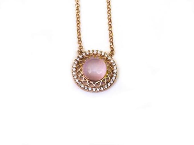 model Vintage rond collier in zilver roze verguld roos