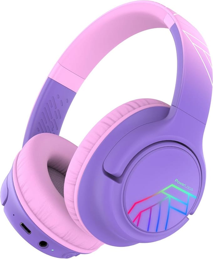 Draadloze Kinderkoptelefoon Bluetooth met Volumebegrenzer (74/85/94dB) en LED Verlichting