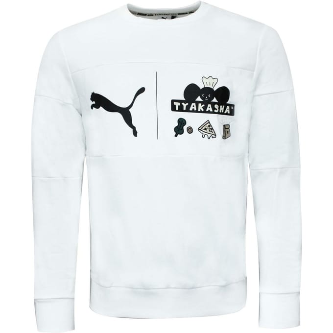 Puma x Tyakasha Heren Crew Sweatshirt Grafische print Trui Wit 578421 02