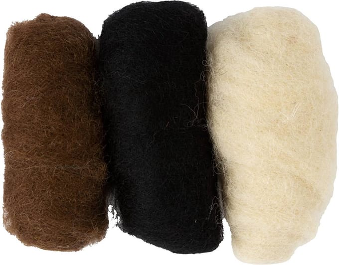 Gekaarde Wol, diverse kleuren, 3x10 gr/ 1 doos