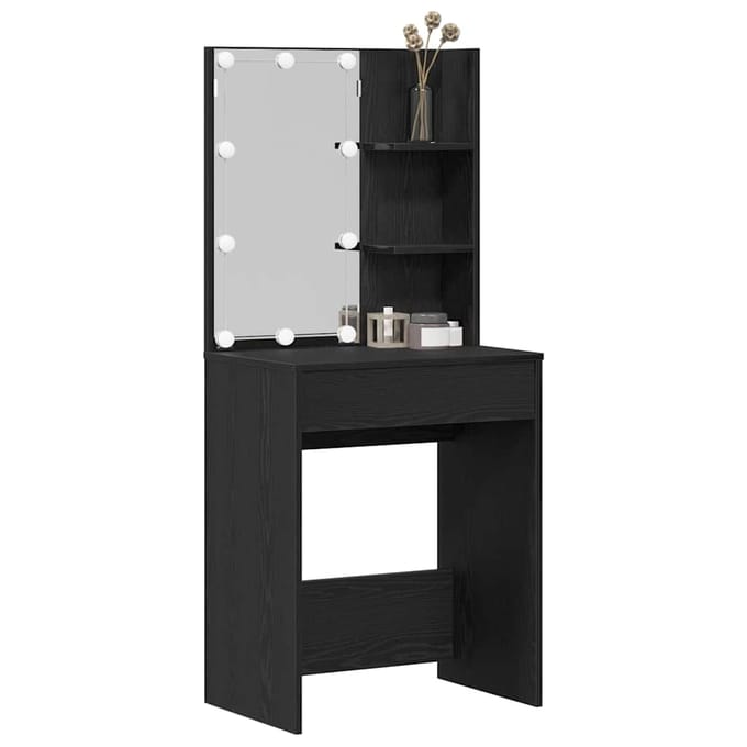 vidaXL - Kaptafel - Zwart - Eiken - 60 - x - 40 - x - 140 - cm - Bewerkt - hout