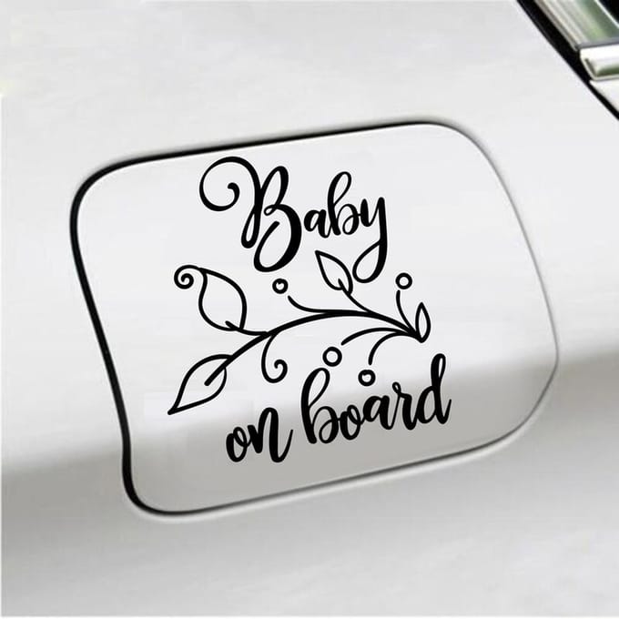 Bumpersticker - Baby On Board - 12,7 X 11,7 - Zwart