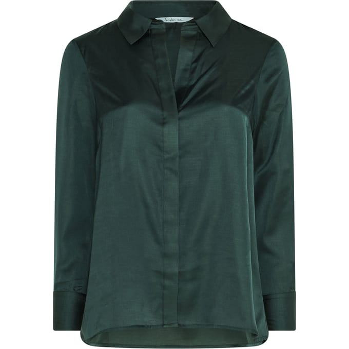 Yours London Curve Groene Satijnen Blouse Met Open Kraag Size 40