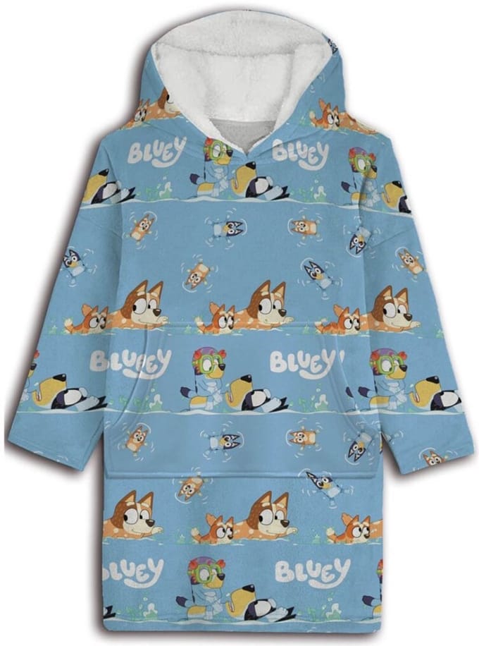 Bluey Hoodie Fleece deken Swim - Kind (3 - 6 jaar) - Polyester
