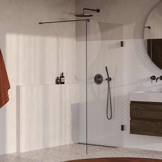 Brauer Void - Inloopdouche - Helder Glas - 100 x 200 cm - incl. Glascoating - PVD Gunmetal Geborsteld