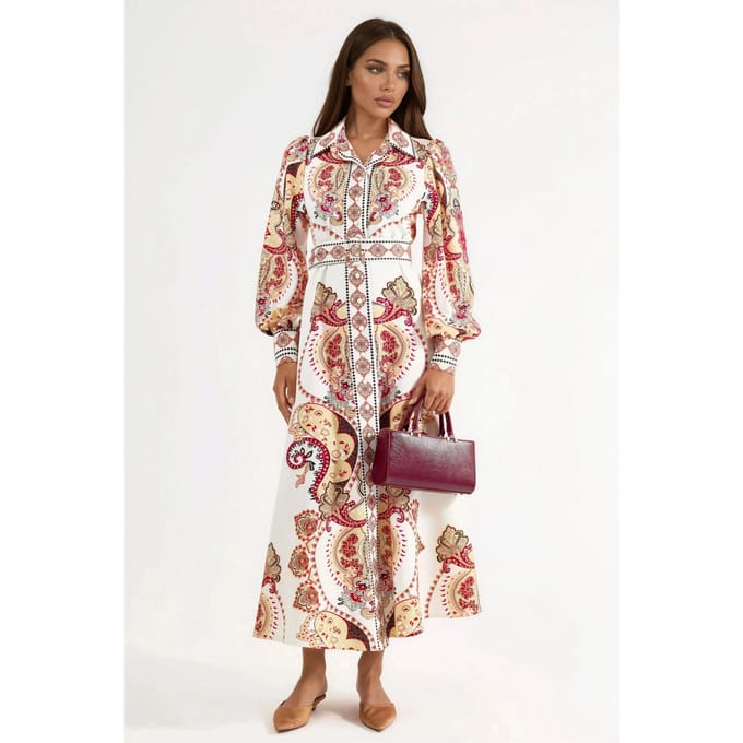 Patroon Maxi Jurk met Riem