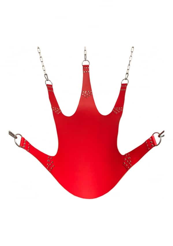 Mr Sling - Comfortabele Lederen Sex Sling - Rood