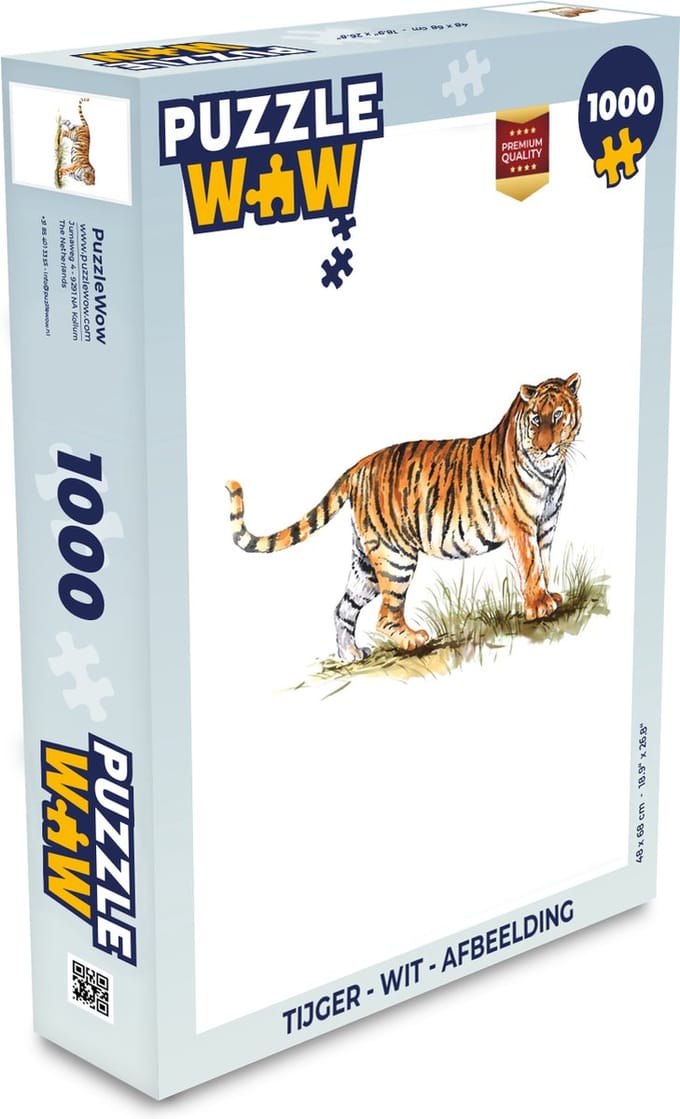 Puzzel Tijger - Wit - Afbeelding - Legpuzzel - Puzzel 1000 stukjes volwassenen