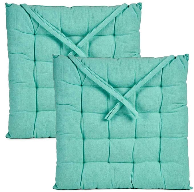 Giftdecor Stoelkussen Decorama - 2x - binnen/buiten - mintgroen - 40 x 40 x 5 cm - polyester