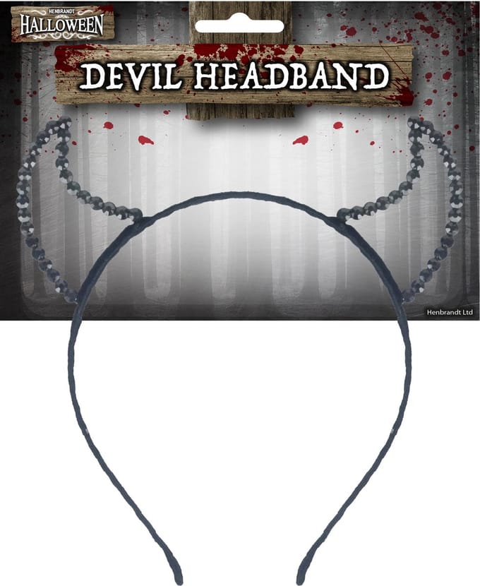 Halloween duivel hoorntjes - strass glitter - diadeem - zwart - kunststof