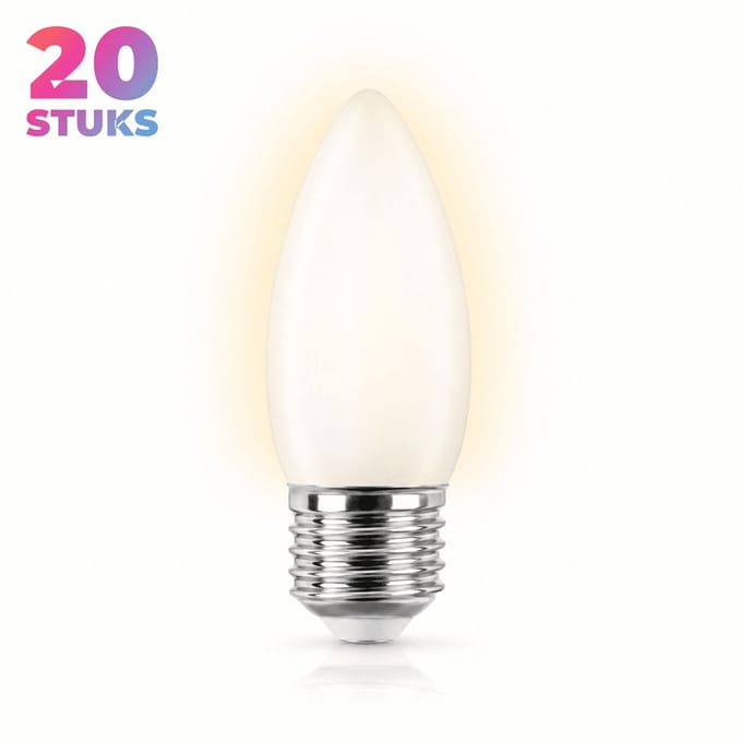 20x Kaarslamp Gloeilamp E27 - 25W - Warm Wit Licht (2700K) - 150 lm - 1 jaar - Dimbaar