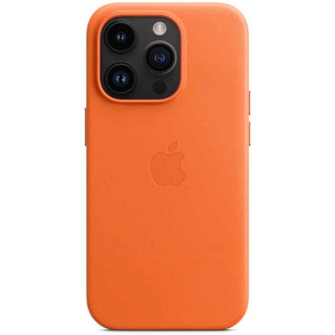 Leather Backcover MagSafe voor de Apple iPhone 14 Pro - Orange