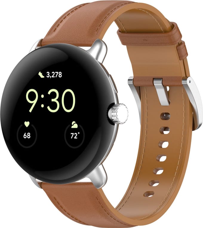 Strap-it Stijlvol leren bandje geschikt voor Google Pixel Watch 5 (41 mm) / 4 (41 mm) / 3 (41 mm) / 2 / 1 - Bruin