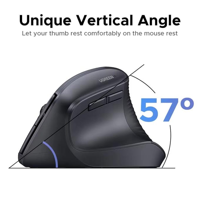 UGREEN Ergonomische Muis Draadloos Bluetooth Verticale Muis Verticale Greep Stereoscopische Muis Licht Geluid Kantoor Muis
