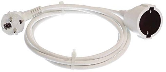 PVC Schuko Verlengkabel met EU-Stopcontact en Stekker - 2m, 230V/16A, Wit