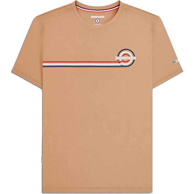 Lambretta Heren SS24 Retro Streep T-shirt (Zand)